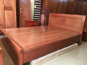 Giường Ngủ Kiểu Nhật Gỗ Xoan Đào Nâu Cánh Gián 1m6 GN423