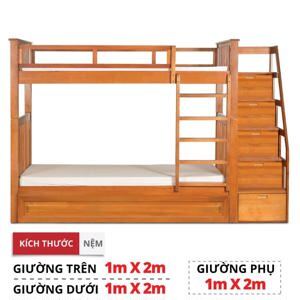 Giường tầng Lam Sơn 1010ABD.GT - KT 230 x 120 x 152 cm, màu nâu vàng