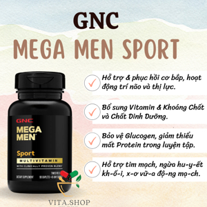 Viên uống cung cấp dinh dưỡng cho nam giới tập thể thao GNC Mega Men Sport 90 viên