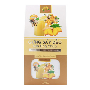 Gừng sấy dẻo sữa ong chúa Hương Sen Việt hộp 90g