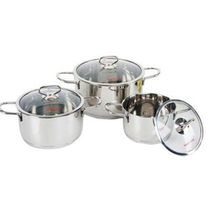 Nồi Happy Cook HC06DLG - Bộ 3 nồi Inox