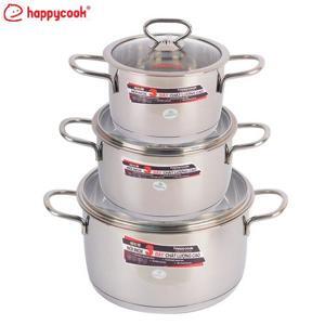 Nồi Happy Cook HC06DLG - Bộ 3 nồi Inox