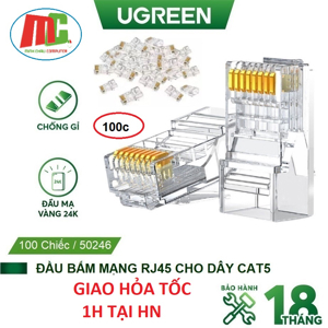 Hạt mạng Cat5e Ugreen 50246 túi 100 hạt