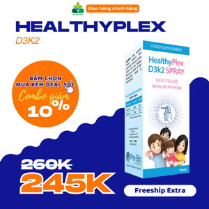 Healthyplex D3K2 10ml - Vitamin D3 k2 cho bé, giúp tăng chiều cao tối đa. Hỗ trợ hệ xương răng chắc khỏe