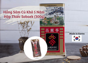 Hồng sâm củ khô 6 năm hộp thiếc Sobaek (300g)