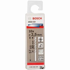 Hộp 10 mũi khoan Inox HSS-Co 2.5mm Bosch 2608585875