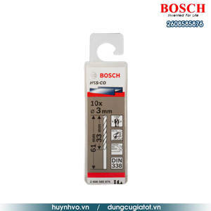 Hộp 10 mũi khoan Inox HSS-Co 3mm Bosch 2608585876