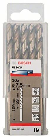 Hộp 10 mũi khoan Inox HSS-Co 7.5mm BOSCH 2608585893