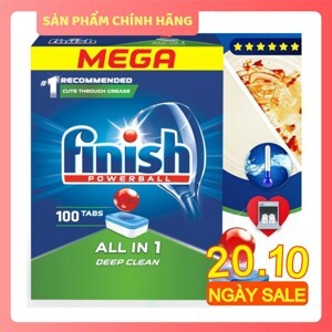 Hộp 100 viên rửa chén Finish All In 1 Dishwasher Tablets QT04592