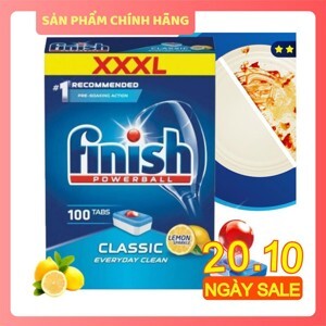 Hộp 100 viên rửa chén Finish Classic Dishwasher Tablets Lemon Sparkle QT025446 - hương chanh