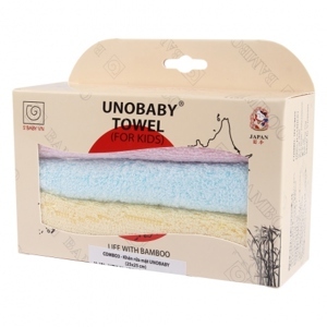 Hộp 3 khăn mặt sợi tre Unobaby 25 x 25 cm