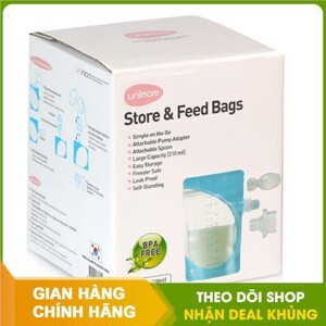 Hộp 50 túi trữ sữa mẹ và thức ăn cho bé ăn trực tiếp bằng thìa Unimom Hàn Quốc UM870329