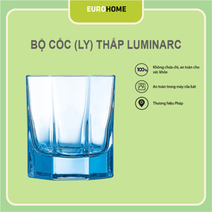 Hộp 6 ly thủy tinh thấp Octime Ice Blue Luminarc J4389