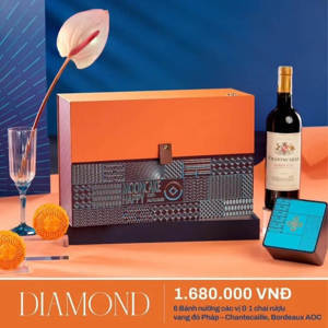 Hộp bánh trung thu Hà Nội Daewoo - Diamond Moon + Johnny Walker Black 6 bánh