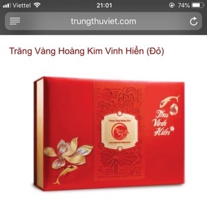 Hộp bánh trung thu Kinh đô Trăng vàng Hoàng Kim Vinh Hiển Đỏ 4 bánh + 1 hộp trà ô long