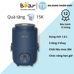 Hộp cơm Bear điện tử hẹn giờ 3 khay inox DFH-B15X3