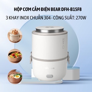 Hộp cơm điện 3 khay inox Bear giảm độ ồn DFH-B15F8