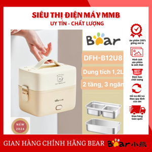 Hộp cơm điện Bear inox 2 tầng 3 ngăn DFH-B12U8