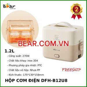 Hộp cơm điện Bear inox 2 tầng 3 ngăn DFH-B12U8