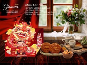 Hộp đựng bánh trung thu 2 bánh 150-250g Múa Lân