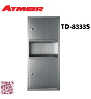Hộp đựng giấy vệ sinh inox treo tường đa năng 2 trong 1 Atmor TD-8333S