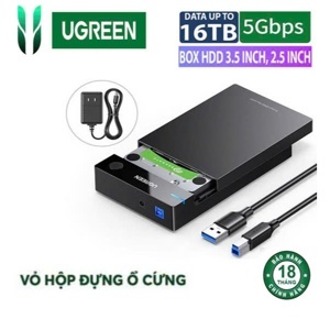 Hộp đựng ổ cứng 3,5 inch Sata/ USB 3.0 hỗ trợ 16TB Ugreen 50423