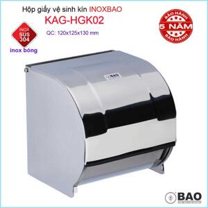 Hộp giấy vệ sinh inox 304 cao cấp BAO HGK02 12 x 12,5 x 13 cm