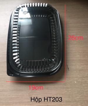 Hộp nhựa đậy chữ nhật đế đen HT203