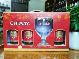 Hộp quà bia Chimay đỏ 7% Hộp 3 chai 330ml + ly