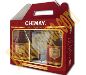 Hộp quà bia Chimay đỏ 7% Hộp 4 chai 330ml + ly