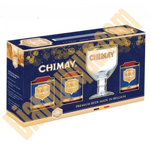 Hộp quà bia Chimay Xanh 9% Hộp 3 chai 330ml + ly