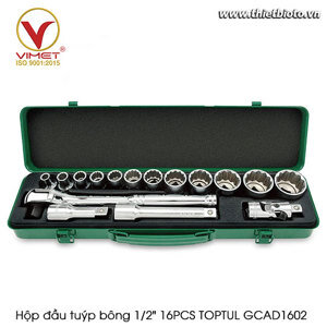 Hộp tuýp bông bóng 1/2" 16 món Toptul GCAD1602