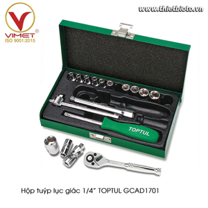 Hộp tuýp lục giác bóng Toptul GCAD1701, 1/4" 17 chi tiết