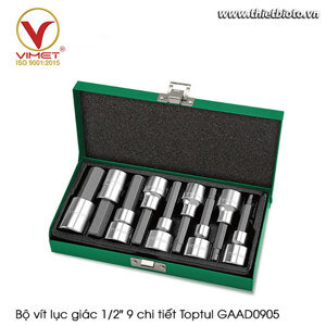 Hộp vít lục giác Toptul GAAD0905, 1/2" - 9 chi tiết