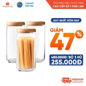 Hũ thủy tinh nắp gỗ cao cấp Ocean 1000ml