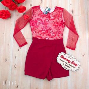 Jumpsuit jean short tay dài