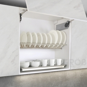 Kệ bát đĩa 2 tầng dạng chữ V inox dẹt Grob U-160