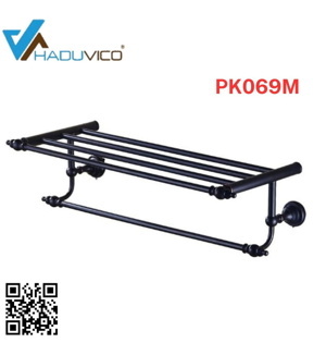 Kệ để khăn tắm đen chân trơn Haduvico PK069M