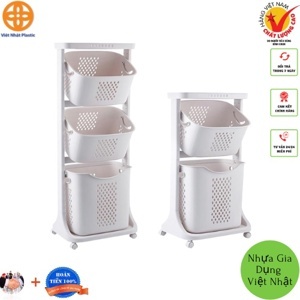 Kệ nhựa 3 tầng plastic có bánh xe đựng đồ