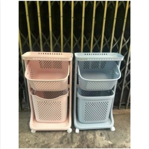 Kệ nhựa 3 tầng plastic có bánh xe đựng đồ