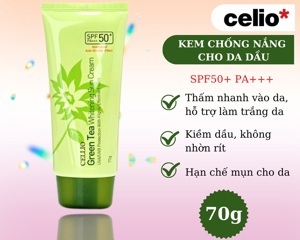 Kem chống nắng Cellio Green Tea Whitening Sun Cream SPF50 PA+++