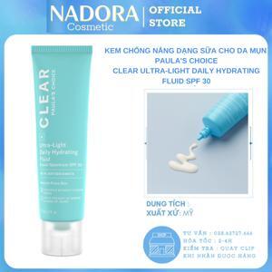 Kem chống nắng dạng sữa siêu nhẹ dành cho da mụn Paula’s Choice Clear Ultra-Light Daily Fluid SPF 30 - 60 ml