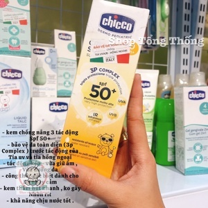 Kem chống nắng dưỡng da Chicco SPF 50+ 75ml