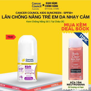 Kem chống nắng trẻ em Cancer Council Kids SPF 50+/PA ++++ 75ml