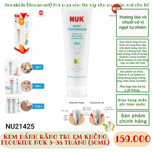 Kem đánh răng trẻ em không flouride NUK 3-36 tháng (50ml)