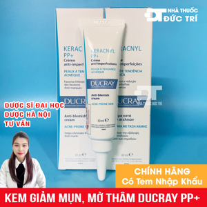 Kem dưỡng cân bằng dầu giảm viêm mụn Ducray Keracnyl PP Anti-Blemish Soothing Cream 30ml