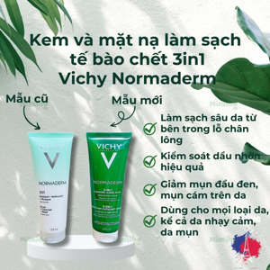 Kem tẩy tế bào chết 3 tác dụng Vichy Normaderm 3in 1 Scrub 125ml