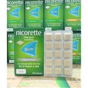 Kẹo cao su cai thuốc lá Nicorette - 2mg