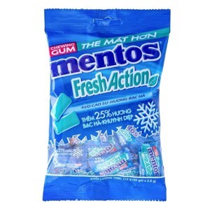 Kẹo cao su Mentos Fresh Action hương bạc hà gói 112g