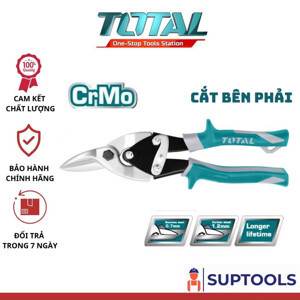 Kéo cắt tôn mũi cong phải Total THT523106, 10"